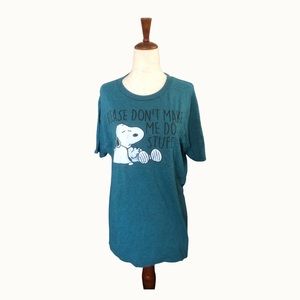 Snoopy Peanuts Please Don’t Make Me Do Stuff Graphic Blue Short Sleeve T-Shirt M